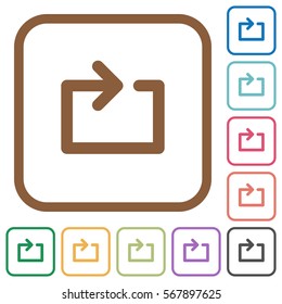 Media loop simple icons in color rounded square frames on white background