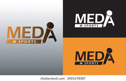 Media M Sports Logo, Sports News Logo Design, Sports News Channel Logo Vector in Orange and Black Gradient, Media Logo