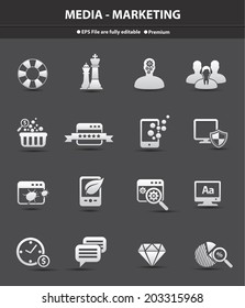 Media and marketing for business icons,vector