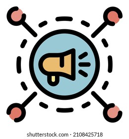 Media marketing icon. Outline media marketing vector icon color flat isolated