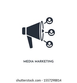 media marketing icon. simple element illustration. isolated trendy filled media marketing icon on white background. can be used for web, mobile, ui.