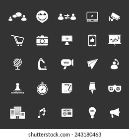 Media marketing icons on gray background, stock vector