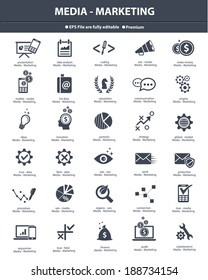 Media & Marketing icons,black version,vector