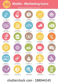 Media & Marketing icons,colorful version on white background,vector