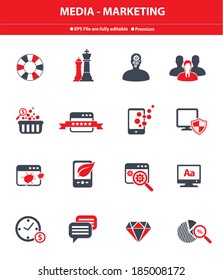 Media - Marketing icons,Red version,vector