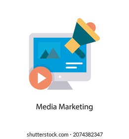 Icono plano del vector Media Marketing Símbolo de medios sociales sobre fondo blanco archivo EPS 10