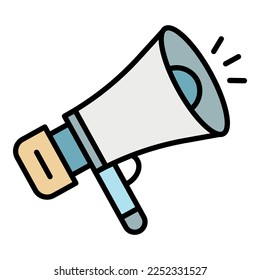 Media megaphone icon. Outline media megaphone vector icon color flat isolated on white