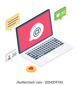 Icono isométrico del medio, vector modificable 