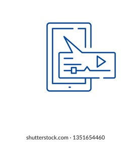 Media message line icon concept. Media message flat  vector symbol, sign, outline illustration.