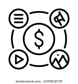 Media Mix Icon Element for Design