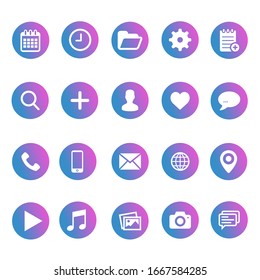 Media and mobile icons vector. Gradient set