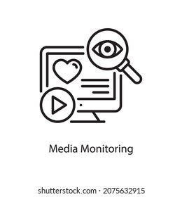 Media Monitoring vector Outline Icon Design illustration. Social Media Symbol on White background EPS 10 File