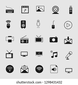 media and multimedia icons set 
