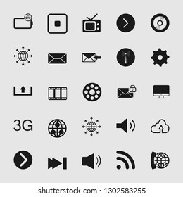 media and multimedia vector icon set 