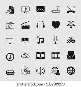 media and multimedia vector icon set 