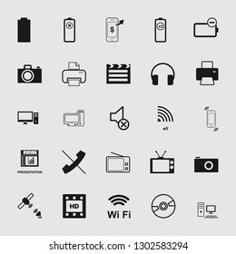 media and multimedia vector icon set 