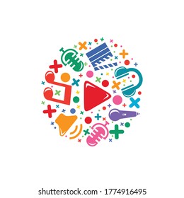 Media Music Colorful Design Vector Stock. Music Pattern Design Icon. Music doodles colorful Template