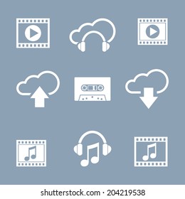 Media and music icon set 