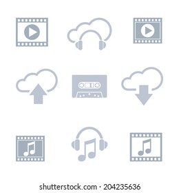 Media and music icon set 
