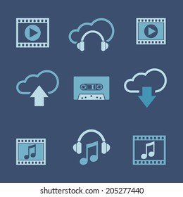 Media and music icon set 