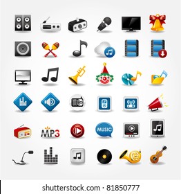 media and music icons collection