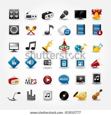 media and music icons collection