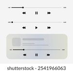 Media music player interface isolated on white background. Multimedia frame template. Mockup live stream window, player. Online broadcasting. Multimedia navigation and music application.