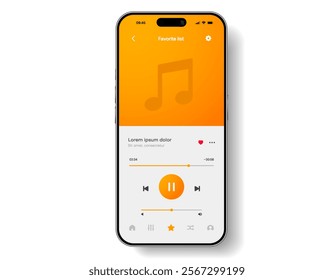 Media music player interface isolated on white background. Multimedia frame template. Mockup live stream window, player. Online broadcasting. Multimedia navigation and music application.