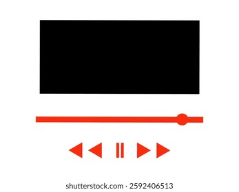Media music player interface isolated on white background. Multimedia frame template. Mockup live stream window, player. Multimedia navigation and music application.
