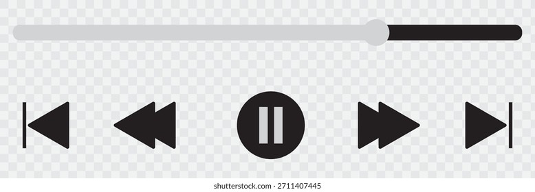 Interfaz de reproductor de música multimedia aislado sobre fondo blanco. Plantilla de fotogramas multimedia. Maqueta de la ventana de transmisión en vivo, jugador. Transmisión en línea. Navegación multimedia y aplicación de música. Vector Eps10.