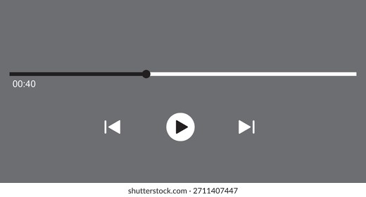 Interfaz de reproductor de música multimedia aislado sobre fondo blanco. Plantilla de fotogramas multimedia. Maqueta de la ventana de transmisión en vivo, jugador. Transmisión en línea. Navegación multimedia y aplicación de música. Vector Eps10.