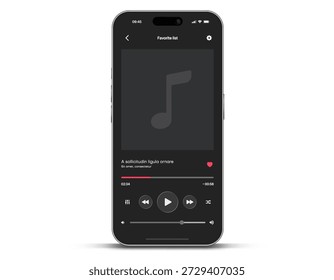 Media-Music-Player-Schnittstelle einzeln auf weißem Hintergrund. Multimedia-Rahmenvorlage. Livestream-Fenster aufrufen, Player. Online-Übertragung. Multimediale Navigation und Musikanwendung.