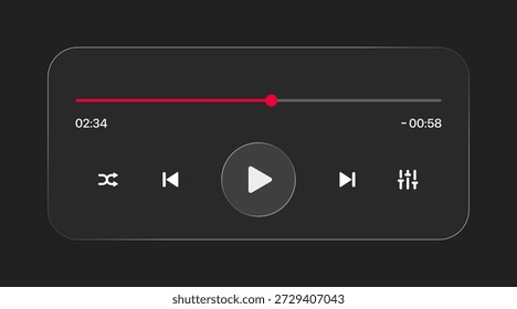 Interfaz de reproductor de música multimedia aislado sobre fondo blanco. Plantilla de marco multimedia. Maqueta de la ventana de transmisión en vivo, jugador. Transmisión en línea. Navegación multimedia y aplicación de música.