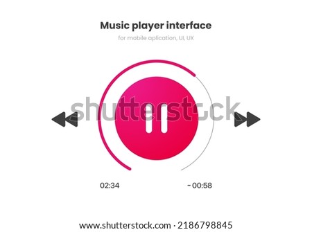 Media music player interface isolated on white background. Multimedia frame template. Mockup live stream window, player. Online broadcasting. Multimedia navigation and music application.