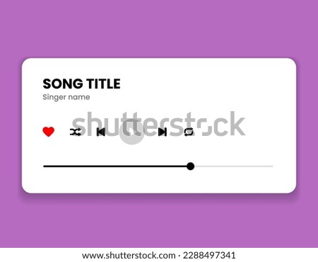 Media music player interface isolated on white background. Multimedia frame template. Mockup live stream window, player. Online broadcasting. Multimedia navigation and music application.