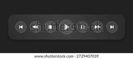 Media music player interface isolated on white background. Multimedia frame template. Mockup live stream window, player. Online broadcasting. Multimedia navigation and music application.