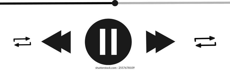 Media music player interface. Video or Audio Player, isolated on white background
