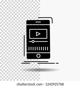 media, music, player, video, mobile Glyph Icon on Transparent Background. Black Icon