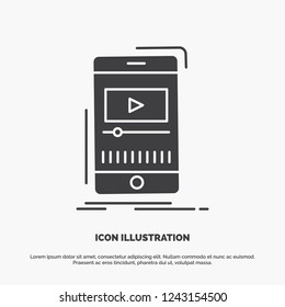 media, music, player, video, mobile Icon. glyph vector gray symbol for UI and UX, website or mobile application