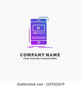 media, music, player, video, mobile Purple Business Logo Template. Place for Tagline.