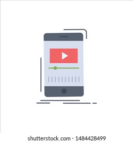 media, music, player, video, mobile Flat Color Icon Vector. Vector Icon Template background