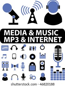 media & music signs. vector