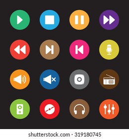 Media music video UI vector icons set for web and mobile