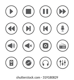 Media music video UI vector icons set for web and mobile