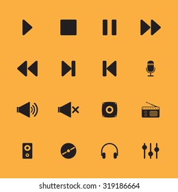 Media music video UI vector icons set for web and mobile