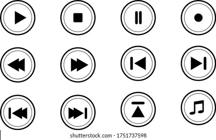 Media navigation button set. Media navigation vector illustration.