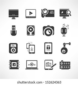 media and network icons set
