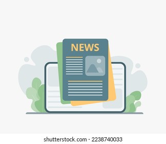 Media news and newspaper with newsletter information and news article concept. Cartoon minimal style.