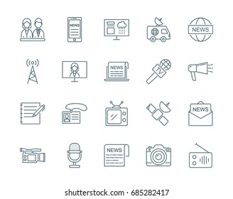 Media news vector icons set
