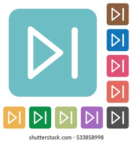 Media next flat icons on simple color square background.